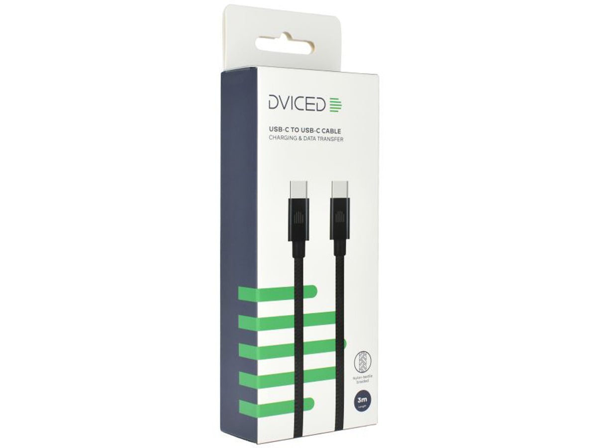 Dviced Cable USB-C to USB-C Nylon Textile 3m - Black
