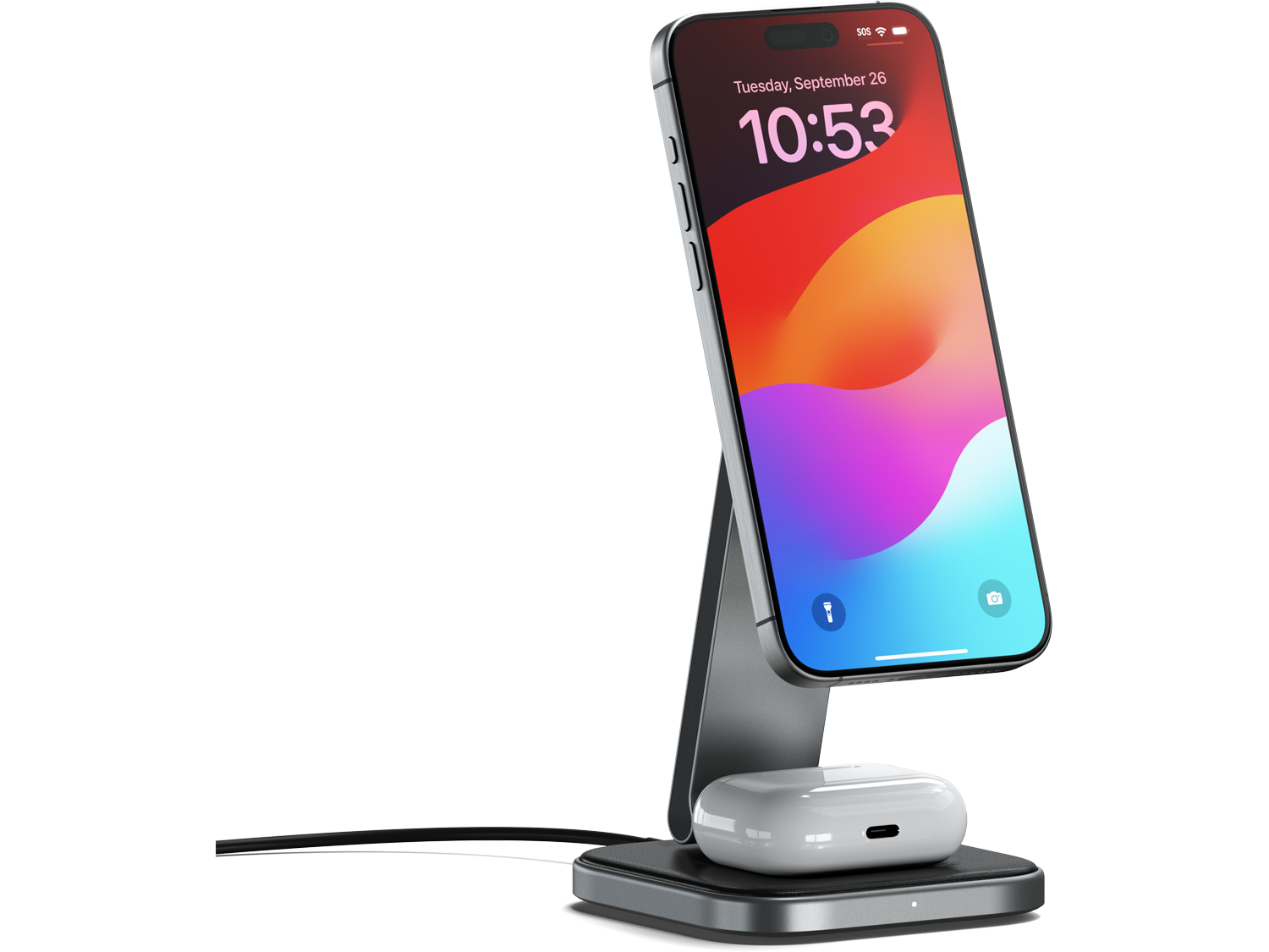 Satechi 2-in-1 Foldable Qi2 Wireless Charging Stand (Space Gray)