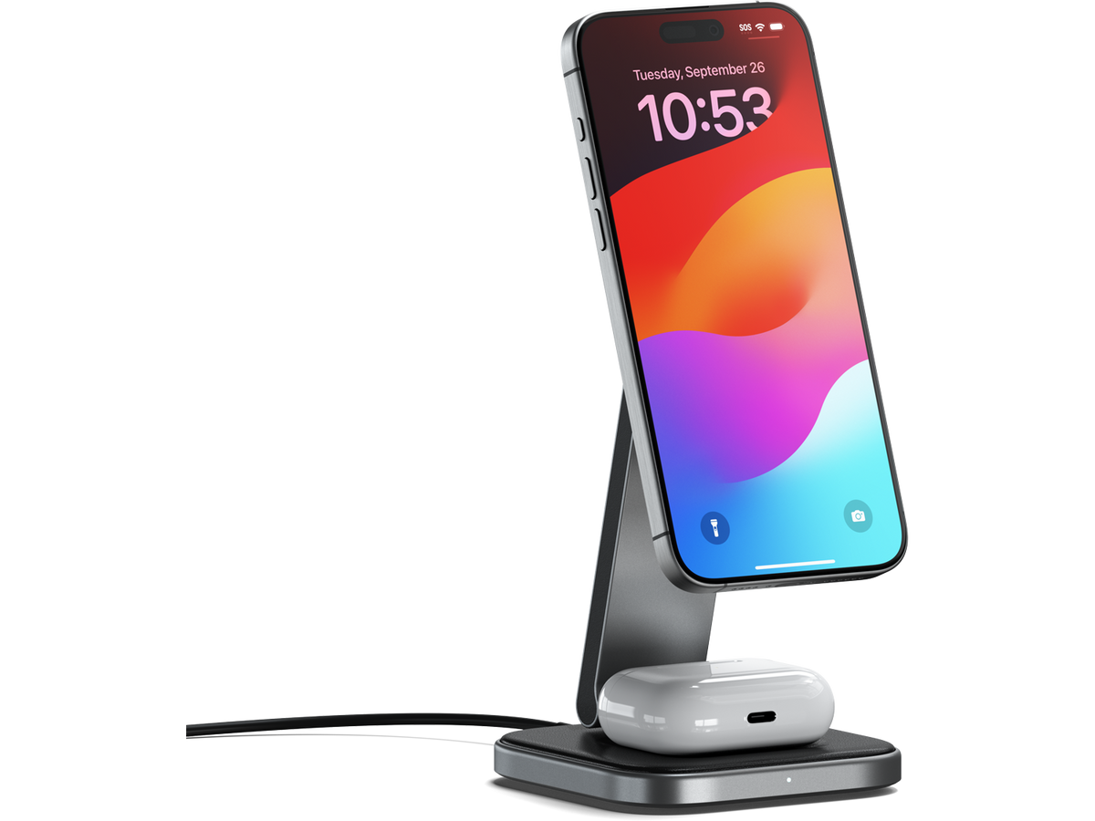 Satechi 2-in-1 Foldable Qi2 Wireless Charging Stand (Space Gray)