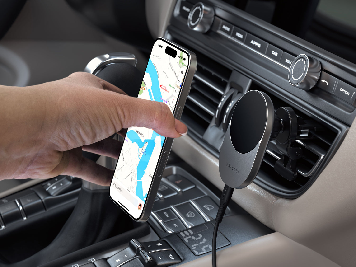 Satechi Qi2 Wireless Car Charger - Space Gray