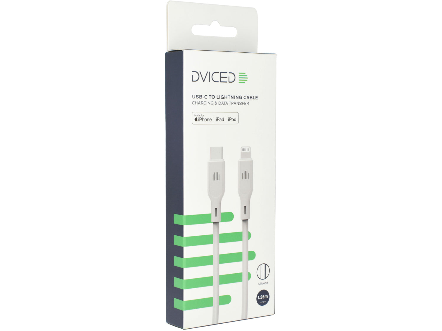 Dviced Cable USB-C to Lightning silicone 1,25m - White