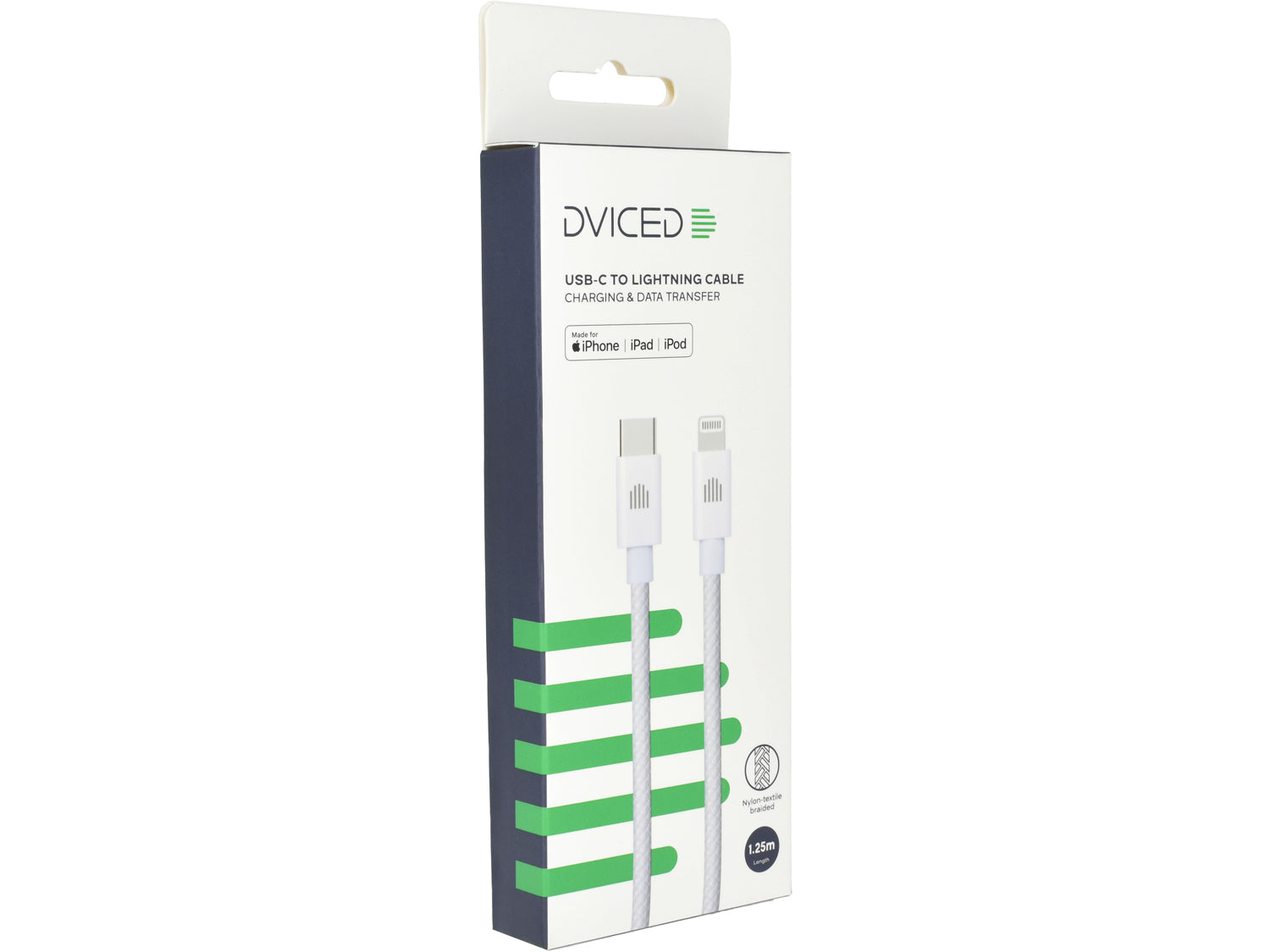 Dviced Cable USB-C to Lightning Nylon Textile 1,25m - White