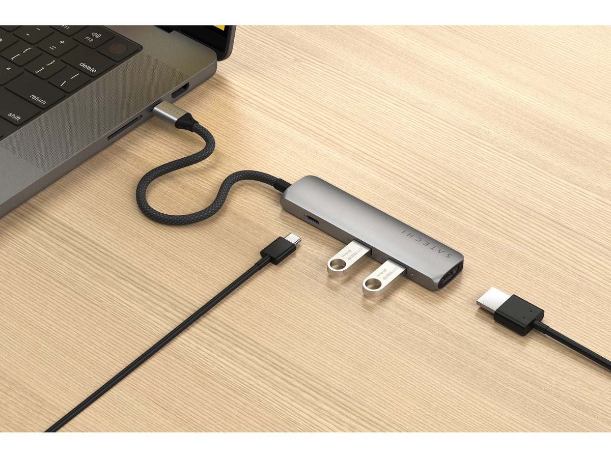 Satechi 4-in-1 USB-C Slim Multiport Adapter 4K - Space Grey