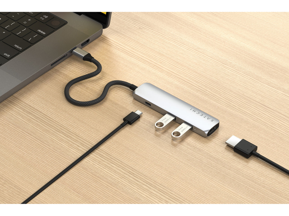 Satechi 4-in-1 USB-C Slim Multiport Adapter 4K - Silver
