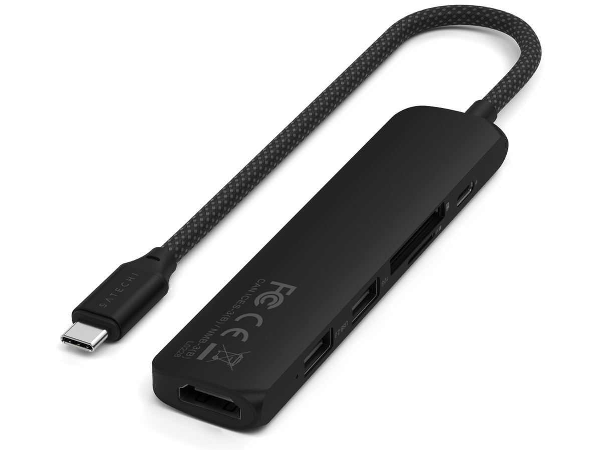 Satechi 6-in-1 USB-C Slim Multiport Adapter - Black