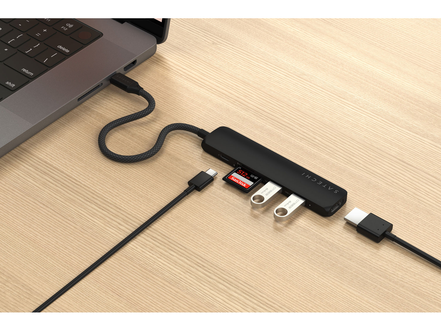 Satechi 6-in-1 USB-C Slim Multiport Adapter - Black