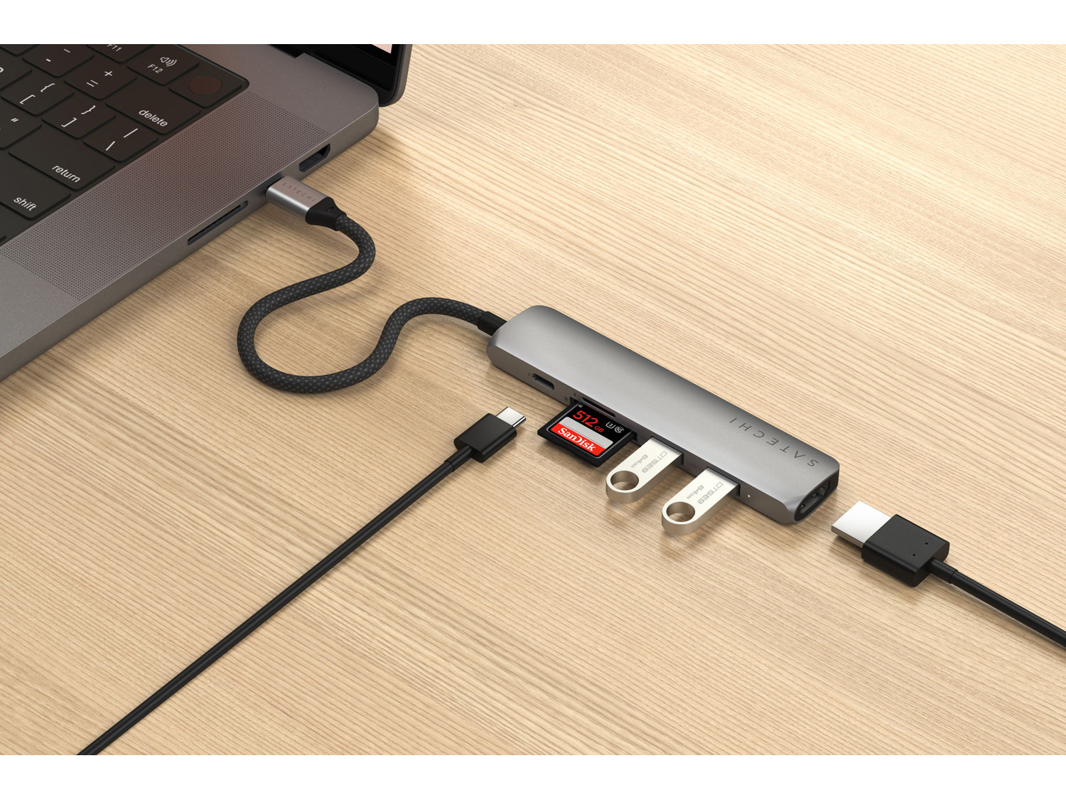 Satechi 6-in-1 USB-C Slim Multiport Adapter - Space Grey