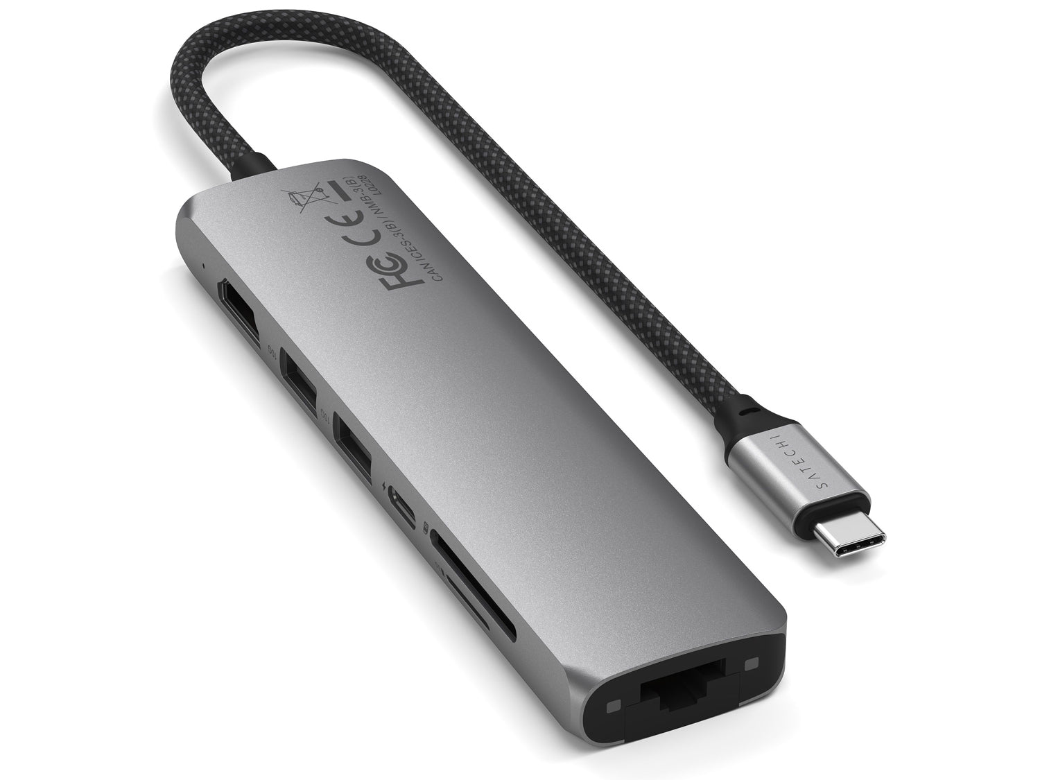 Satechi 7-in-1 USB-C Slim Multiport Adapter with Ethernet - Space Grey