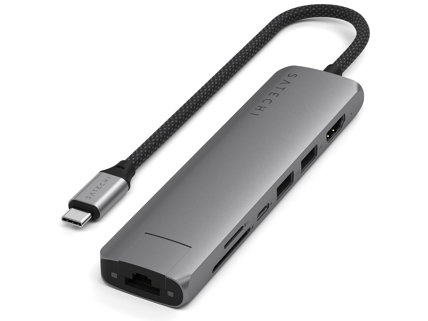 Satechi 7-in-1 USB-C Slim Multiport Adapter with Ethernet - Space Grey