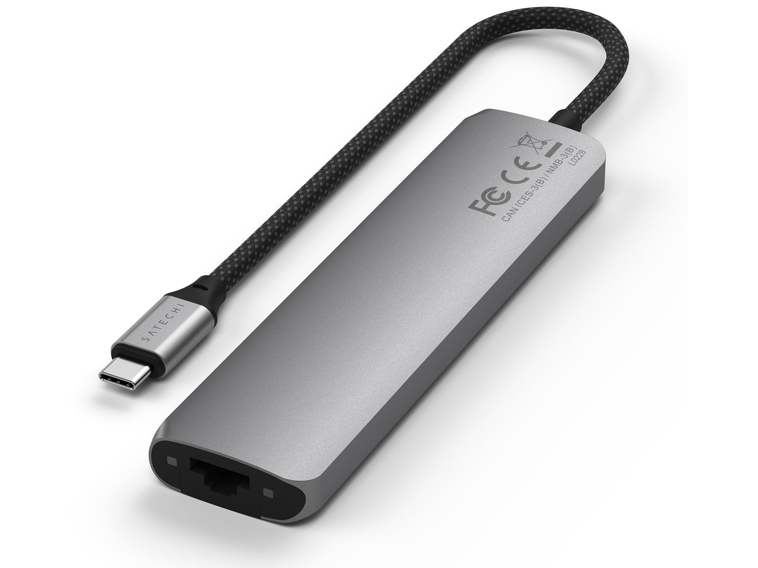 Satechi 7-in-1 USB-C Slim Multiport Adapter with Ethernet - Space Grey