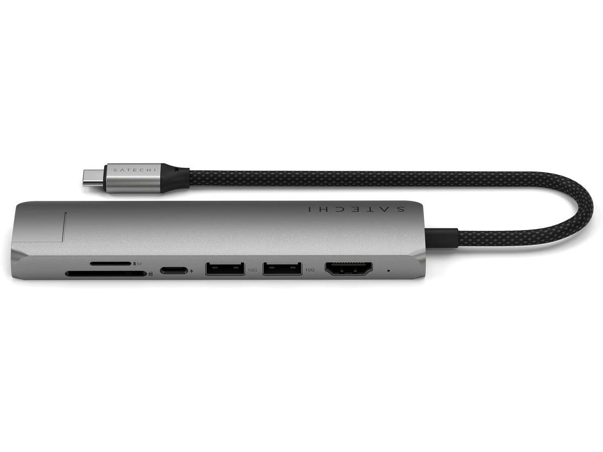 Satechi 7-in-1 USB-C Slim Multiport Adapter with Ethernet - Space Grey