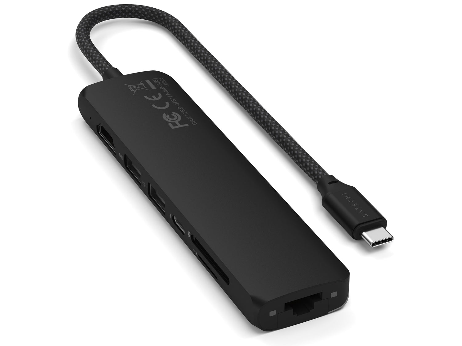 Satechi 7-in-1 USB-C Slim Multiport Adapter with Ethernet - Black