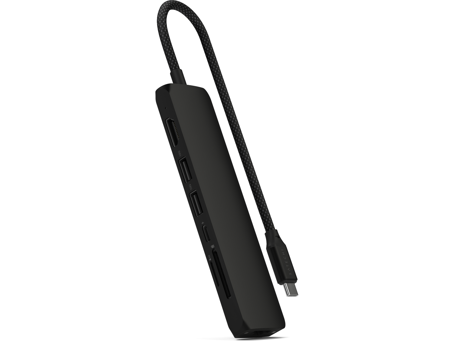 Satechi 7-in-1 USB-C Slim Multiport Adapter with Ethernet - Black