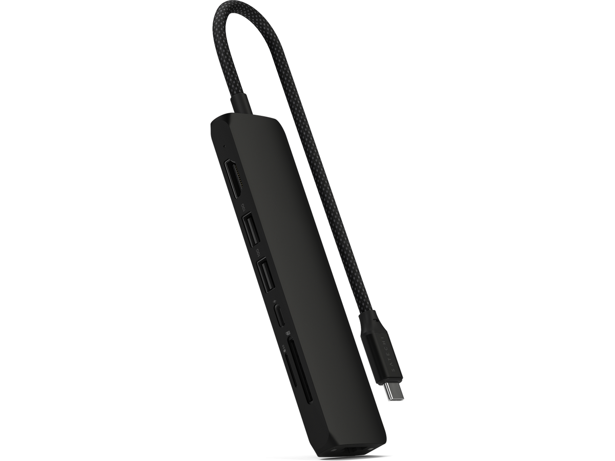 Satechi 7-in-1 USB-C Slim Multiport Adapter with Ethernet - Black