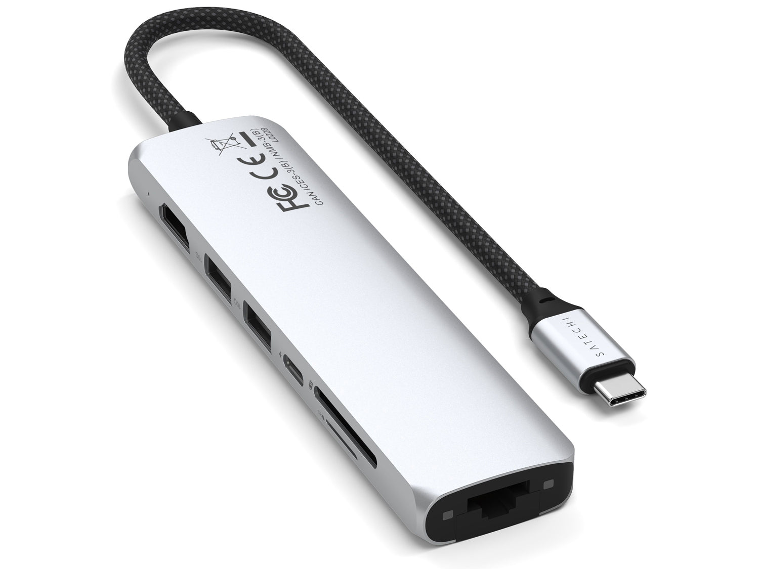 Satechi 7-in-1 USB-C Slim Multiport Adapter with Ethernet - Silver