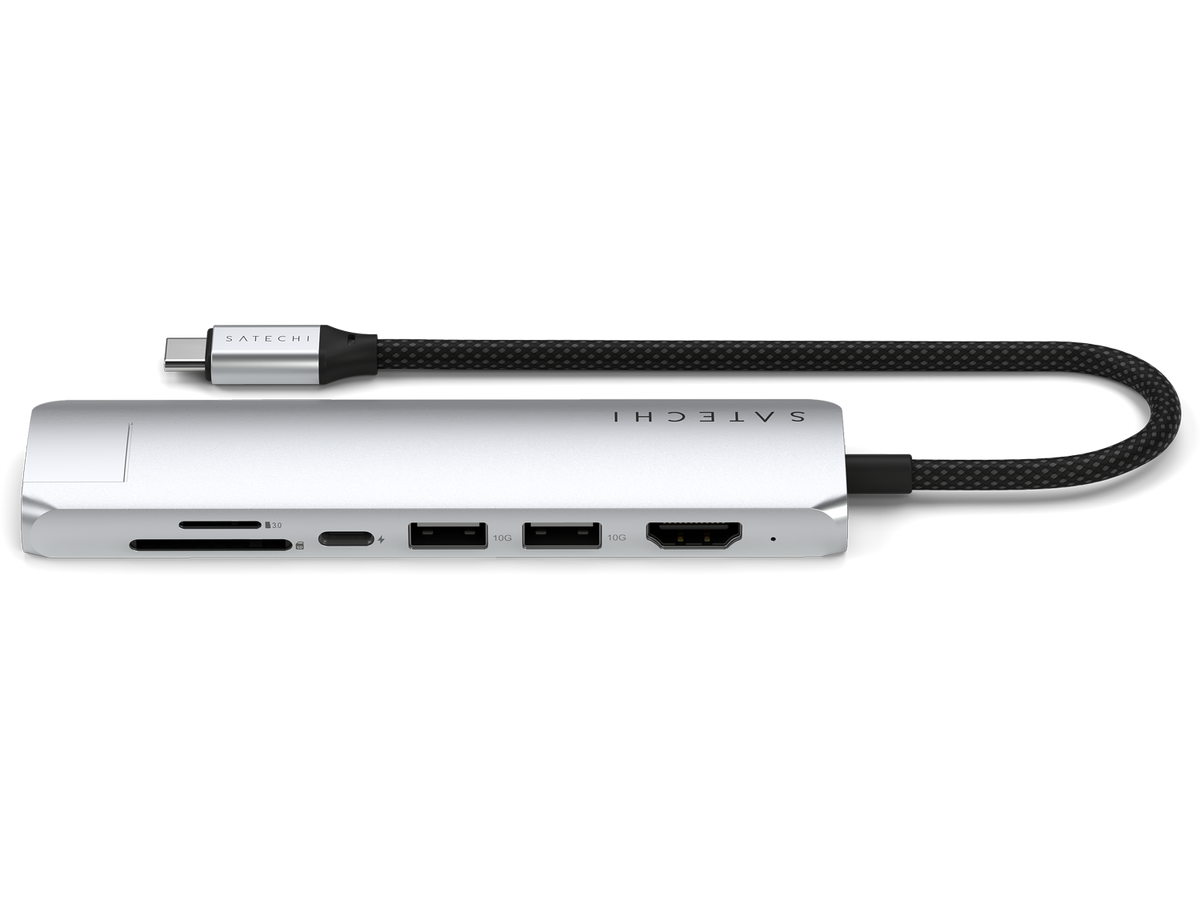 Satechi 7-in-1 USB-C Slim Multiport Adapter with Ethernet - Silver