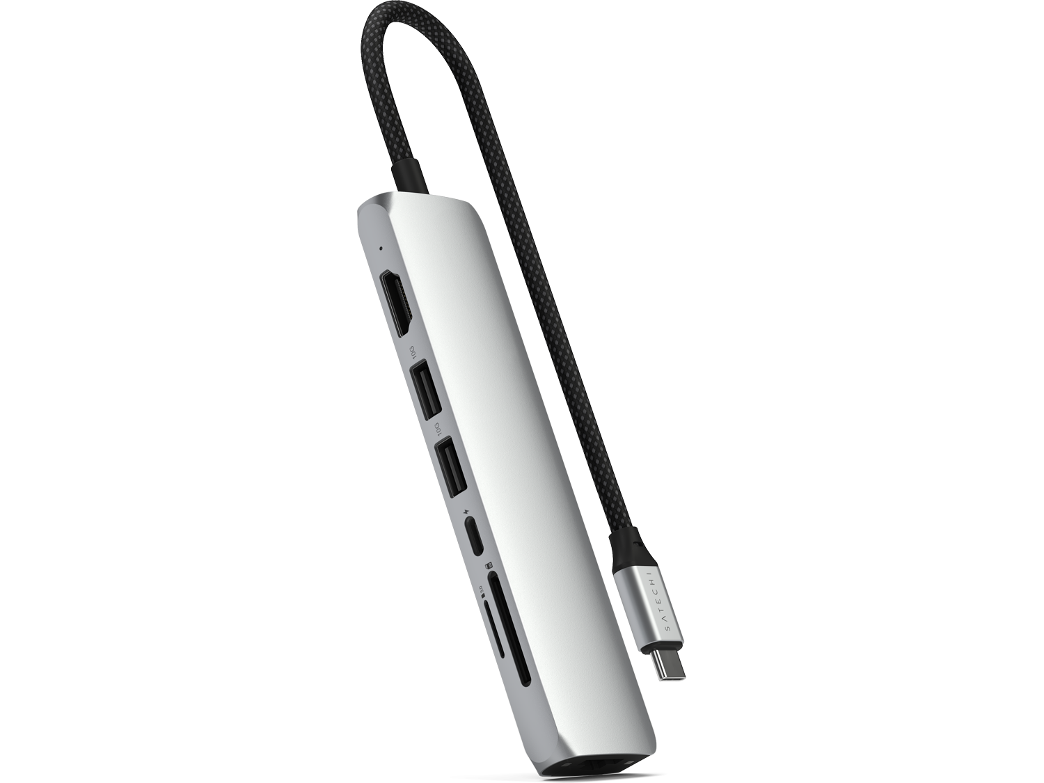 Satechi 7-in-1 USB-C Slim Multiport Adapter with Ethernet - Silver