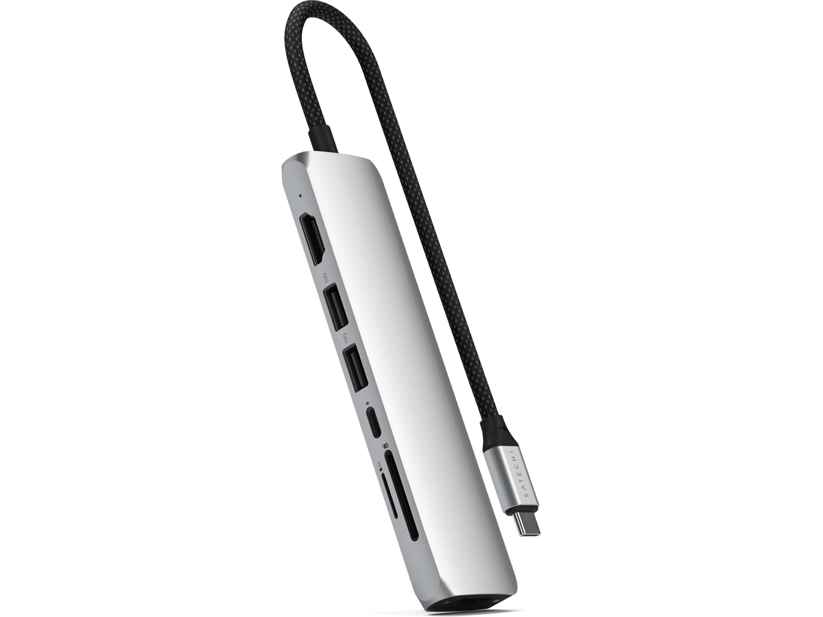 Satechi 7-in-1 USB-C Slim Multiport Adapter with Ethernet - Silver