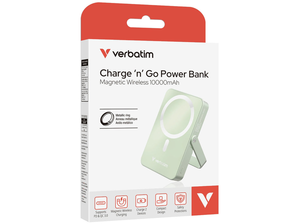 Verbatim Charge 'n' Go Power Bank with Stand 10000mAh, Green