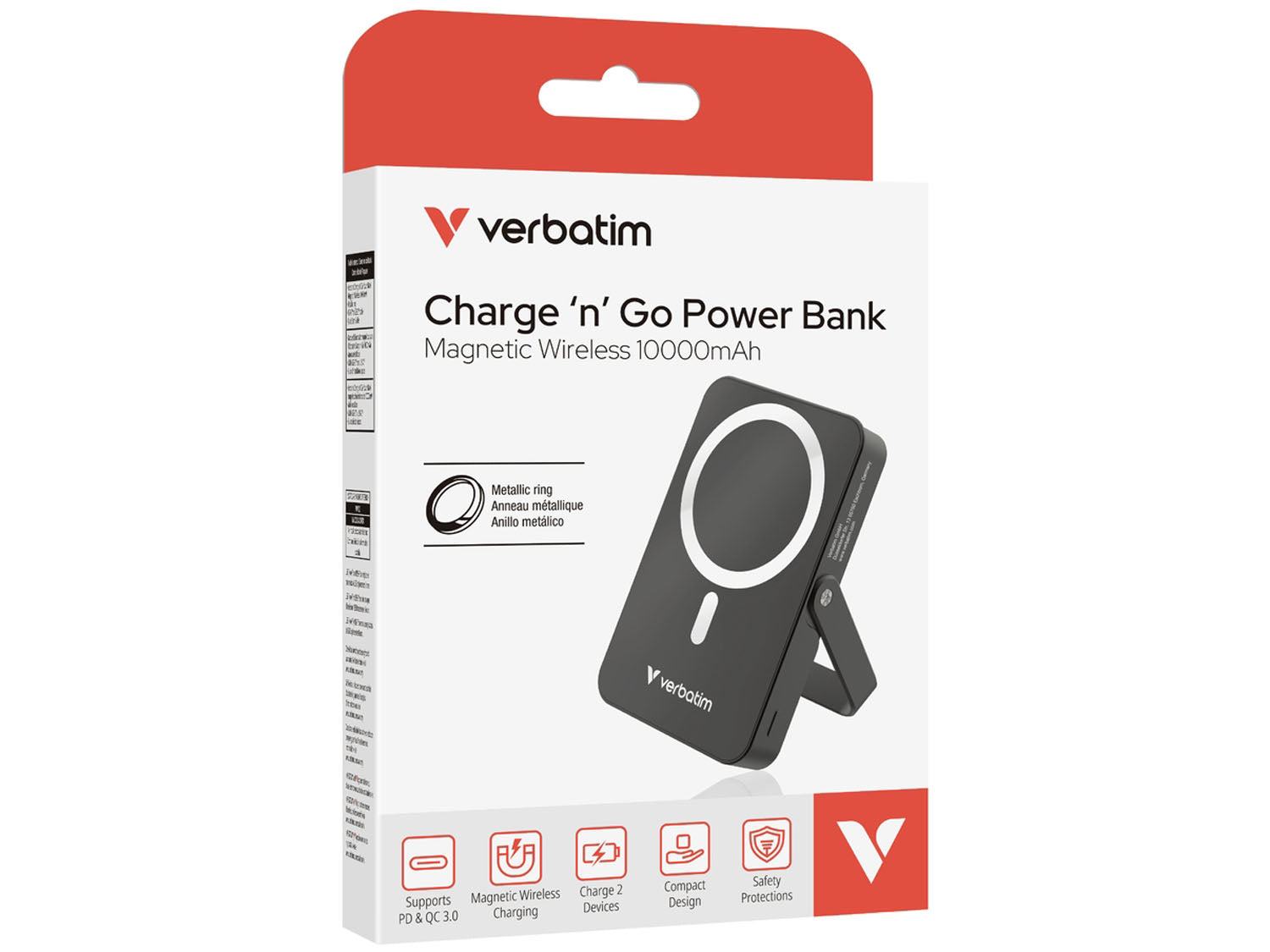 Verbatim Charge 'n' Go Power Bank with Stand 10000mAh, Black