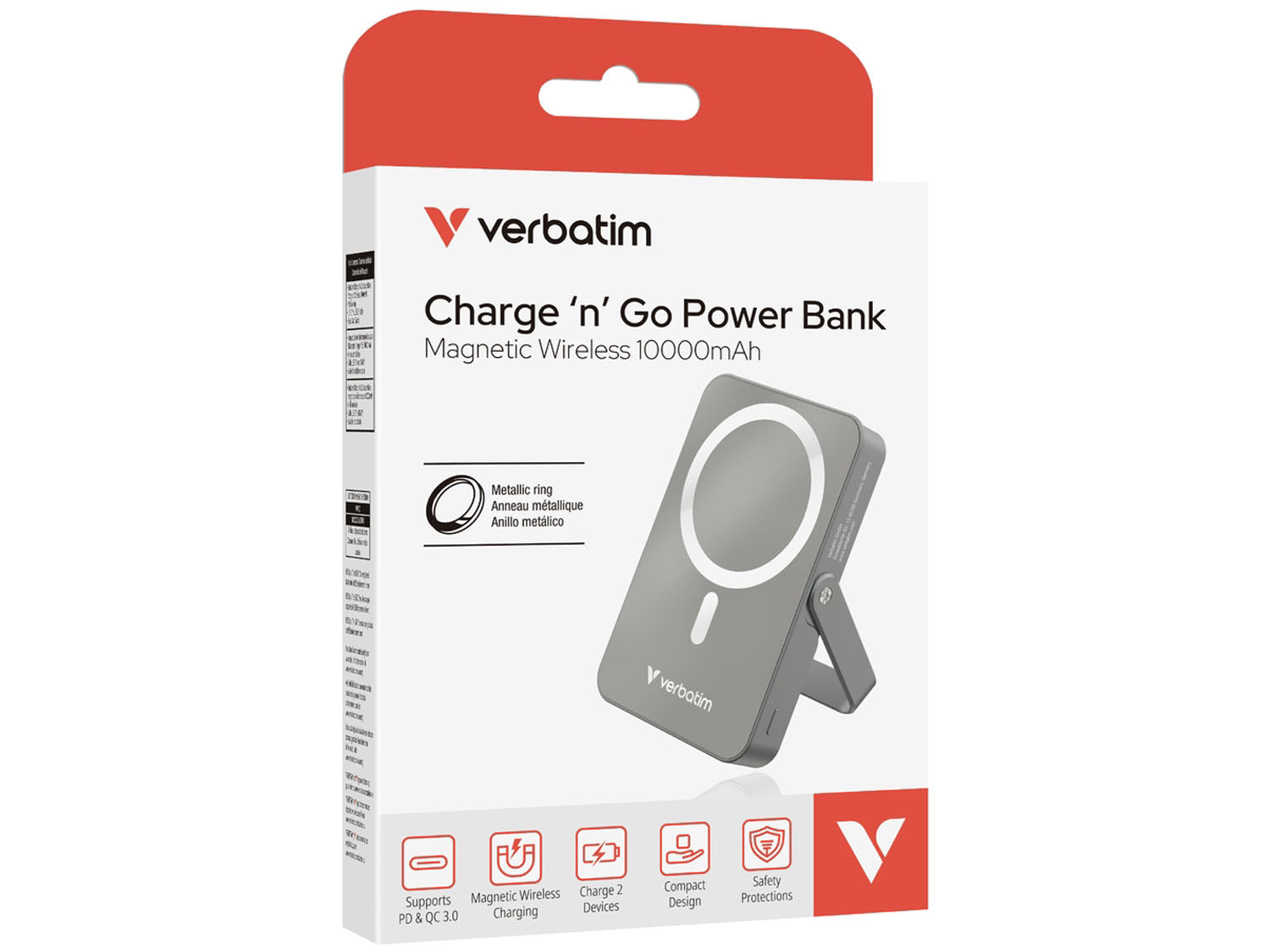 Verbatim Charge 'n' Go Power Bank with Stand 10000mAh, Grey