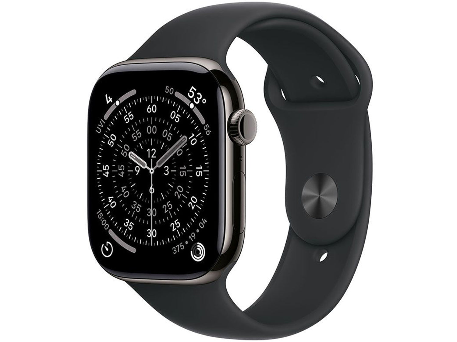 Apple Watch Series 11 GPS + Cellular 42mm Slate Titanium Case with Black Sport Band - S/M