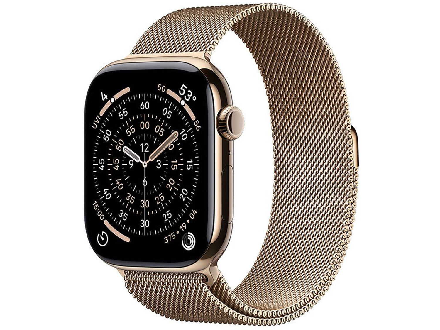 Apple Watch Series 11 GPS + Cellular 42mm Gold Titanium Case with Gold Milanese Loop