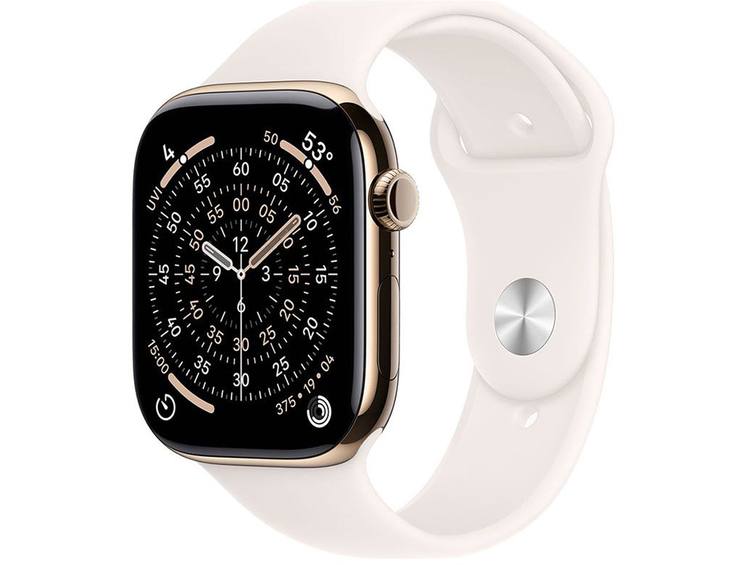 Apple Watch Series 11 GPS + Cellular 42mm Gold Titanium Case with Light Blush Sport Band - M/L