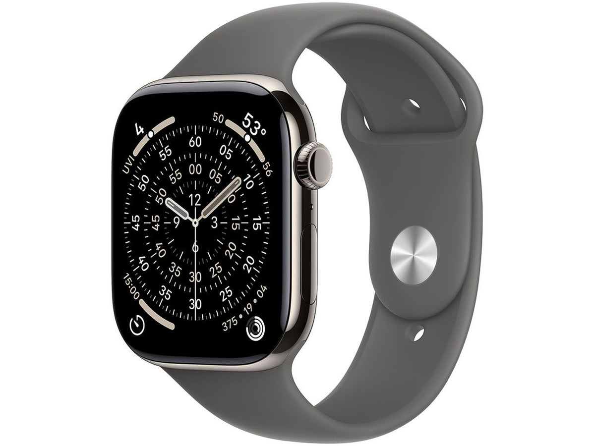 Apple Watch Series 11 GPS + Cellular 46mm Natural Titanium Case with Stone Grey Sport Band - M/L