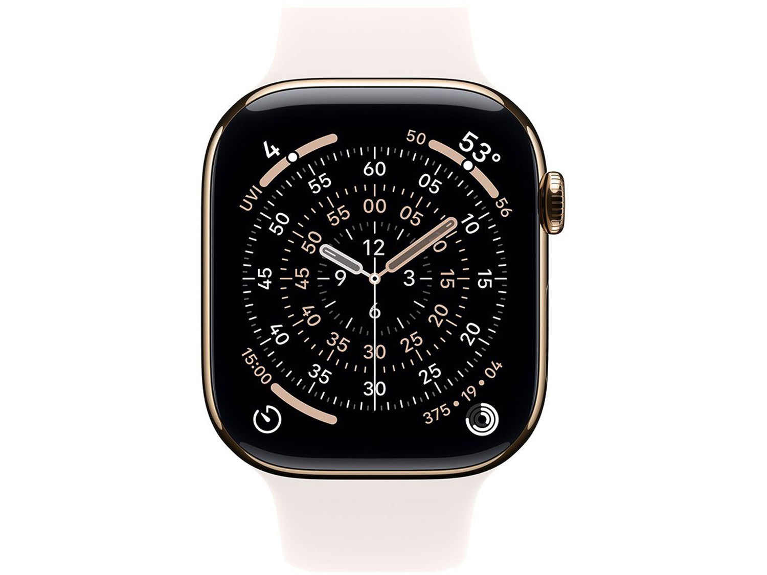 Apple Watch Series 11 GPS + Cellular 46mm Gold Titanium Case with Light Blush Sport Band - M/L