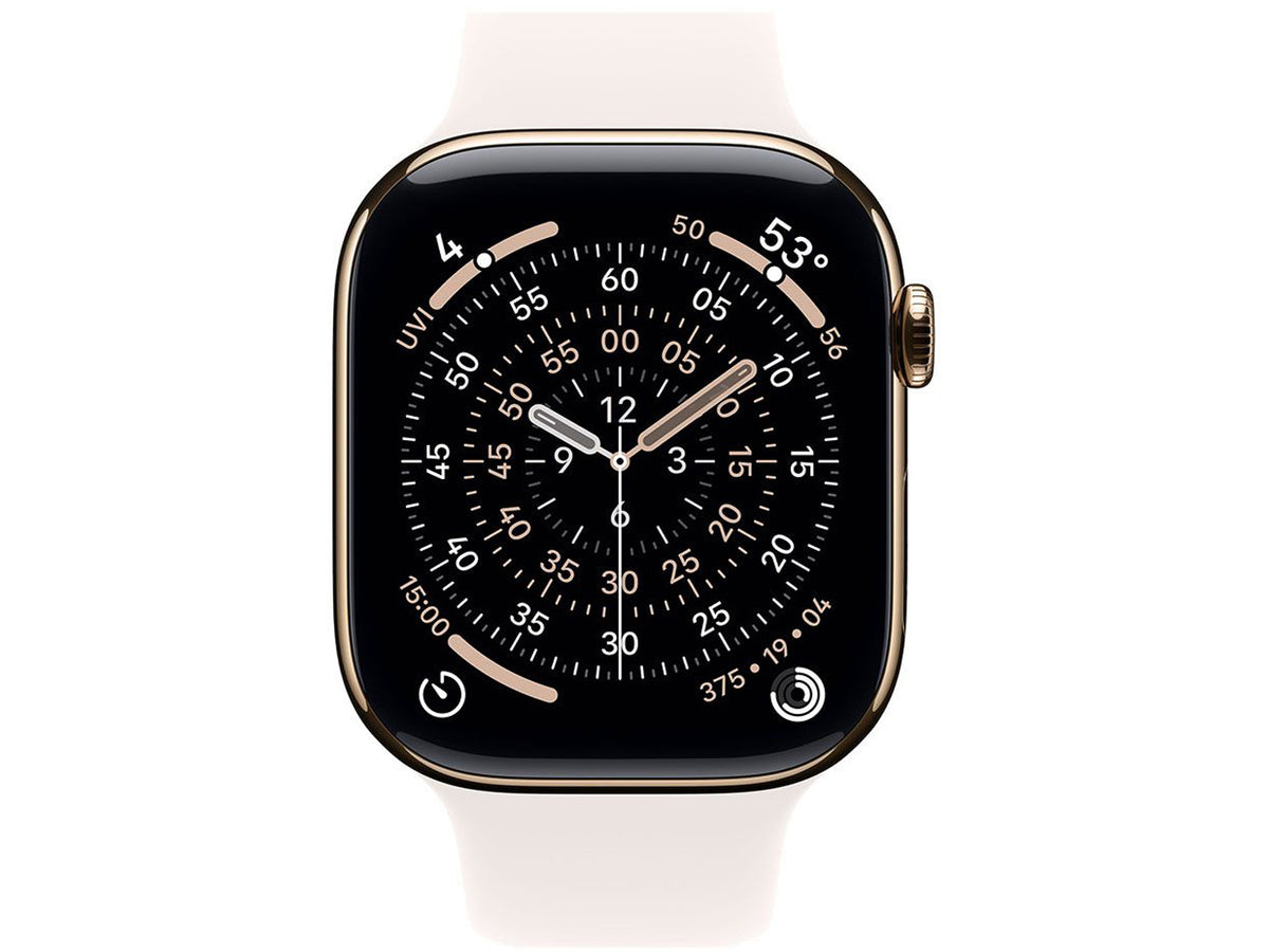 Apple Watch Series 11 GPS + Cellular 46mm Gold Titanium Case with Light Blush Sport Band - M/L