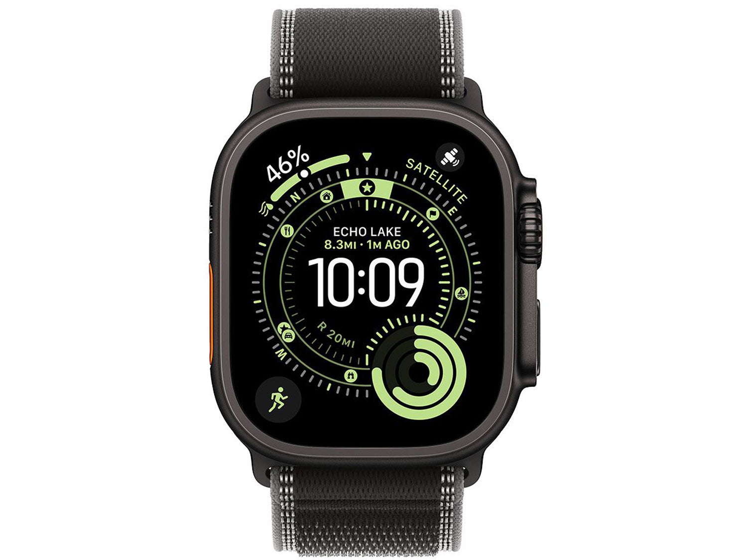 Apple Watch Ultra 3 Cellular 49mm Black Titanium Case with Black/Charcoal Trail Loop - M/L