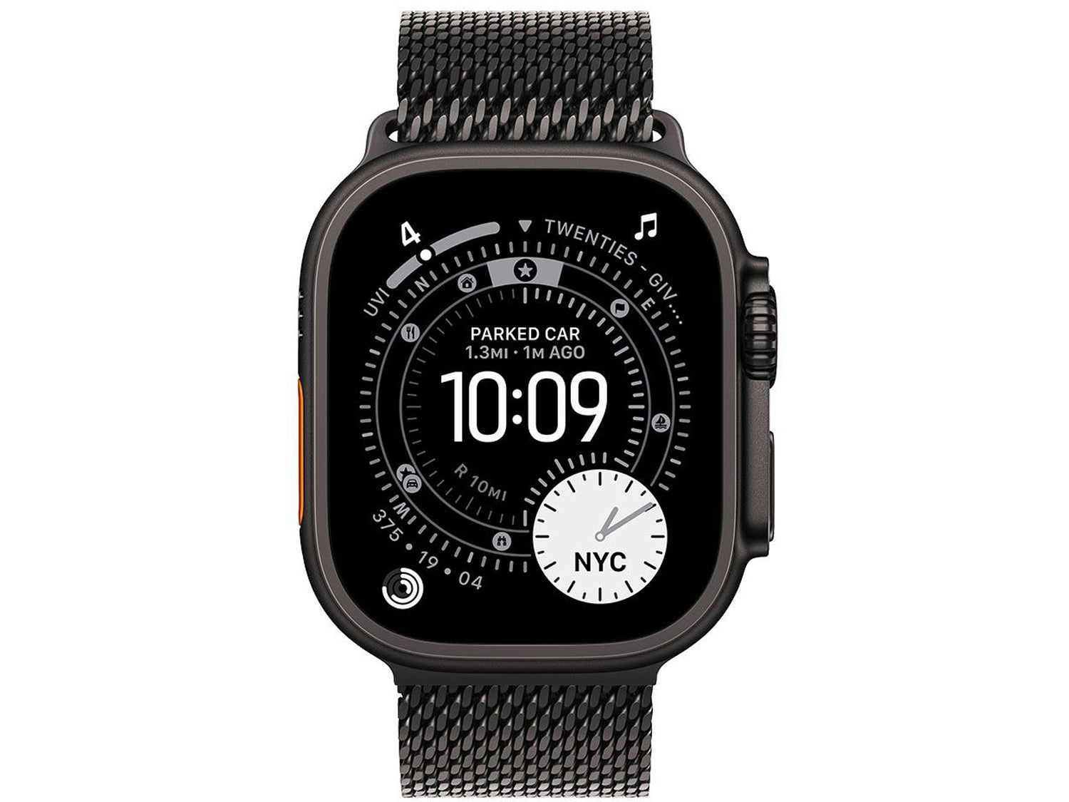 Apple Watch Ultra 3 Cellular 49mm Black Titanium Case with Black Titanium Milanese Loop - Large