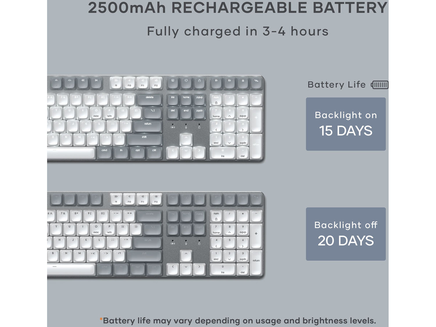 Satechi SM3 Slim Mechanical Backlit Bluetooth Keyboard (Light) - US - Light