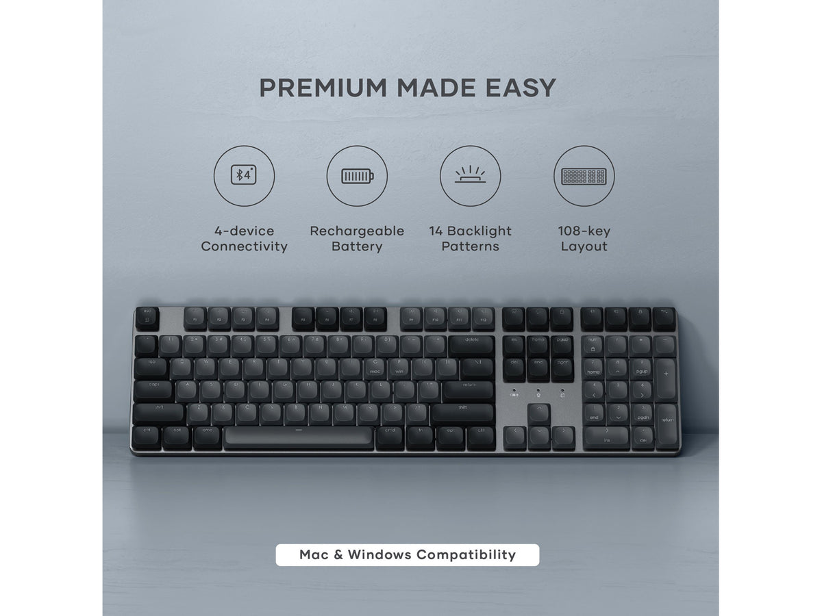 Satechi SM3 Slim Mechanical Backlit Bluetooth Keyboard (Light) - US - Dark