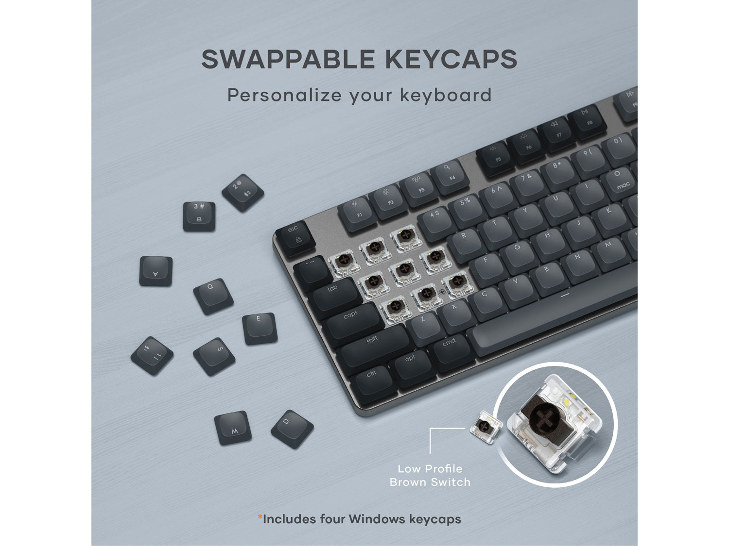 Satechi SM3 Slim Mechanical Backlit Bluetooth Keyboard (Light) - US - Dark