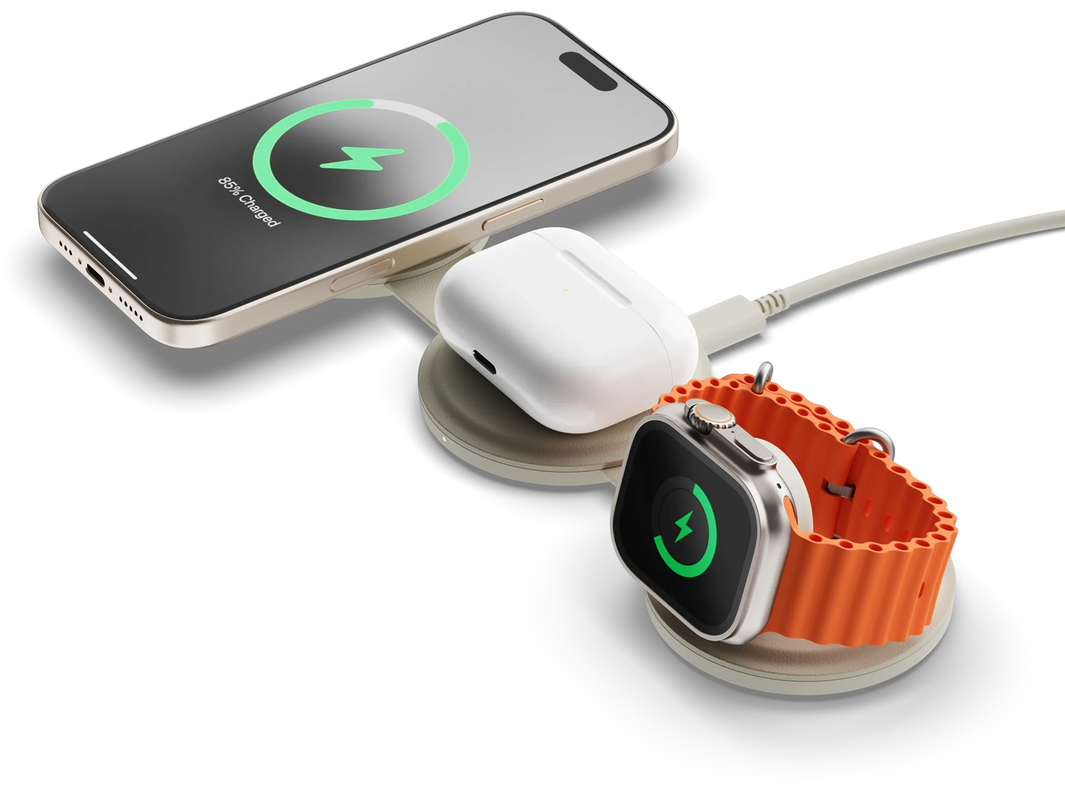 Satechi OntheGo 3-in-1 Wireless Charger - Sand