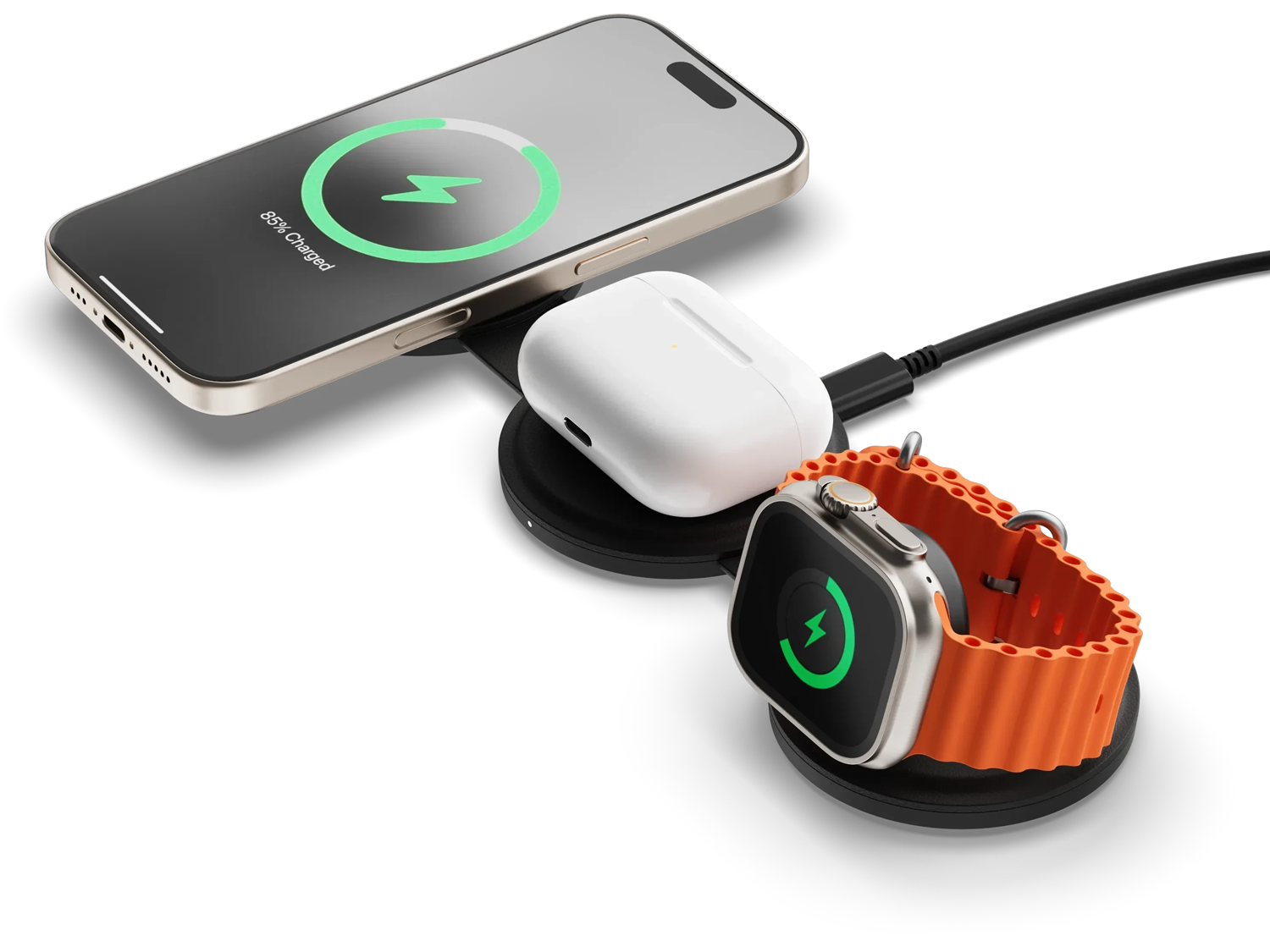 Satechi OntheGo 3-in-1 Wireless Charger - Black