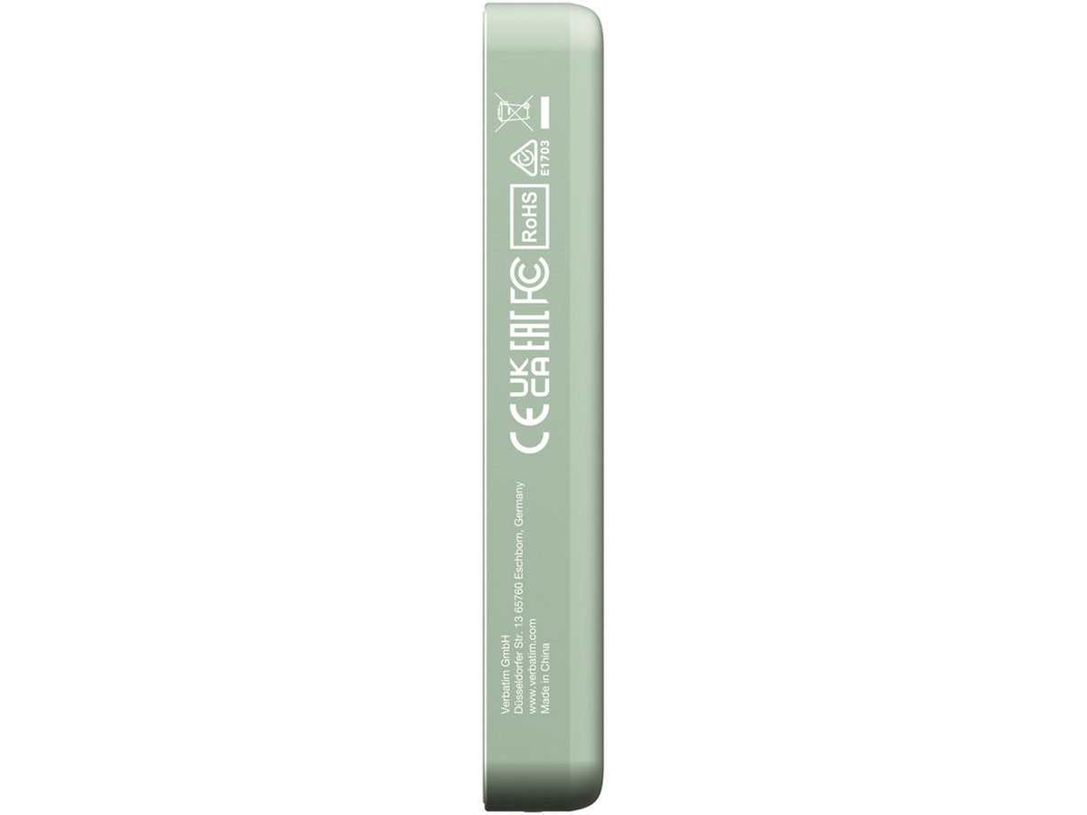 Verbatim Charge ‘n’ Go Essentials Power Bank Magnetic Wireless 10000 mAh, Green