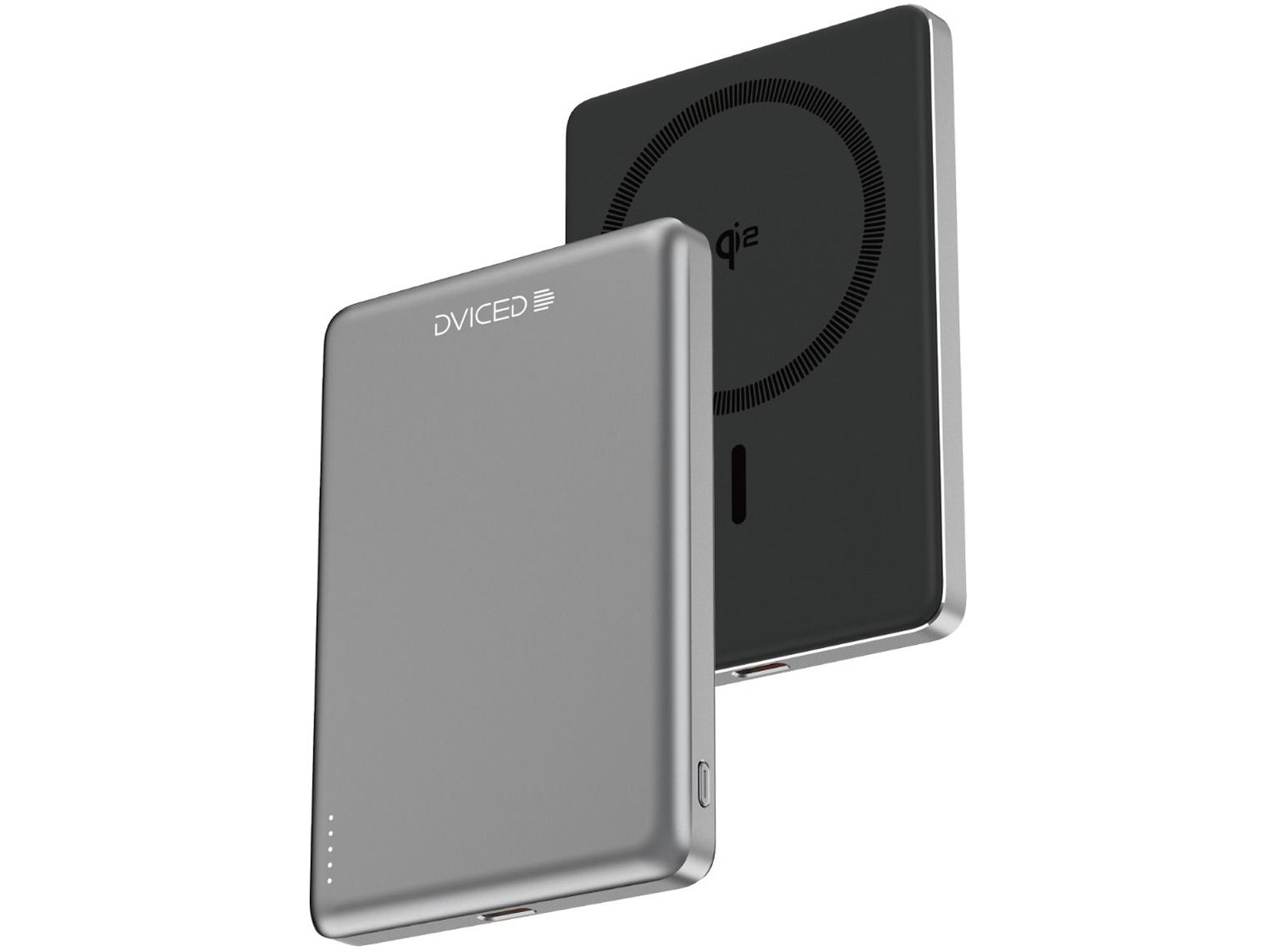 Dviced Qi2 Ultrathin MagSafe Power bank 5000mAh, Black/Grey