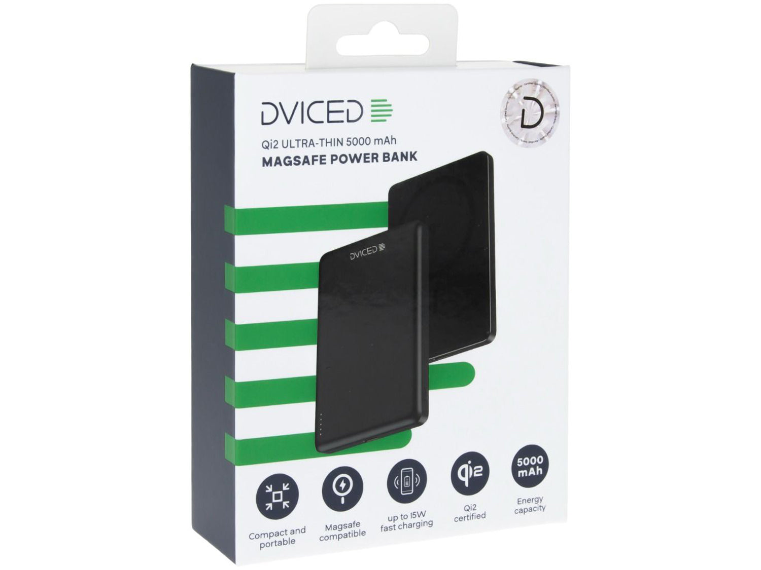 Dviced Qi2 Ultrathin MagSafe Power bank 5000mAh, Black