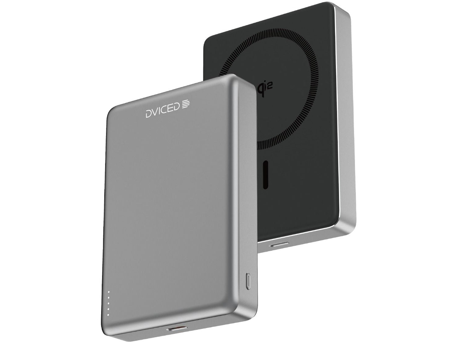 Dviced Qi2 Ultrathin MagSafe Power bank 10000mAh, Black/Grey