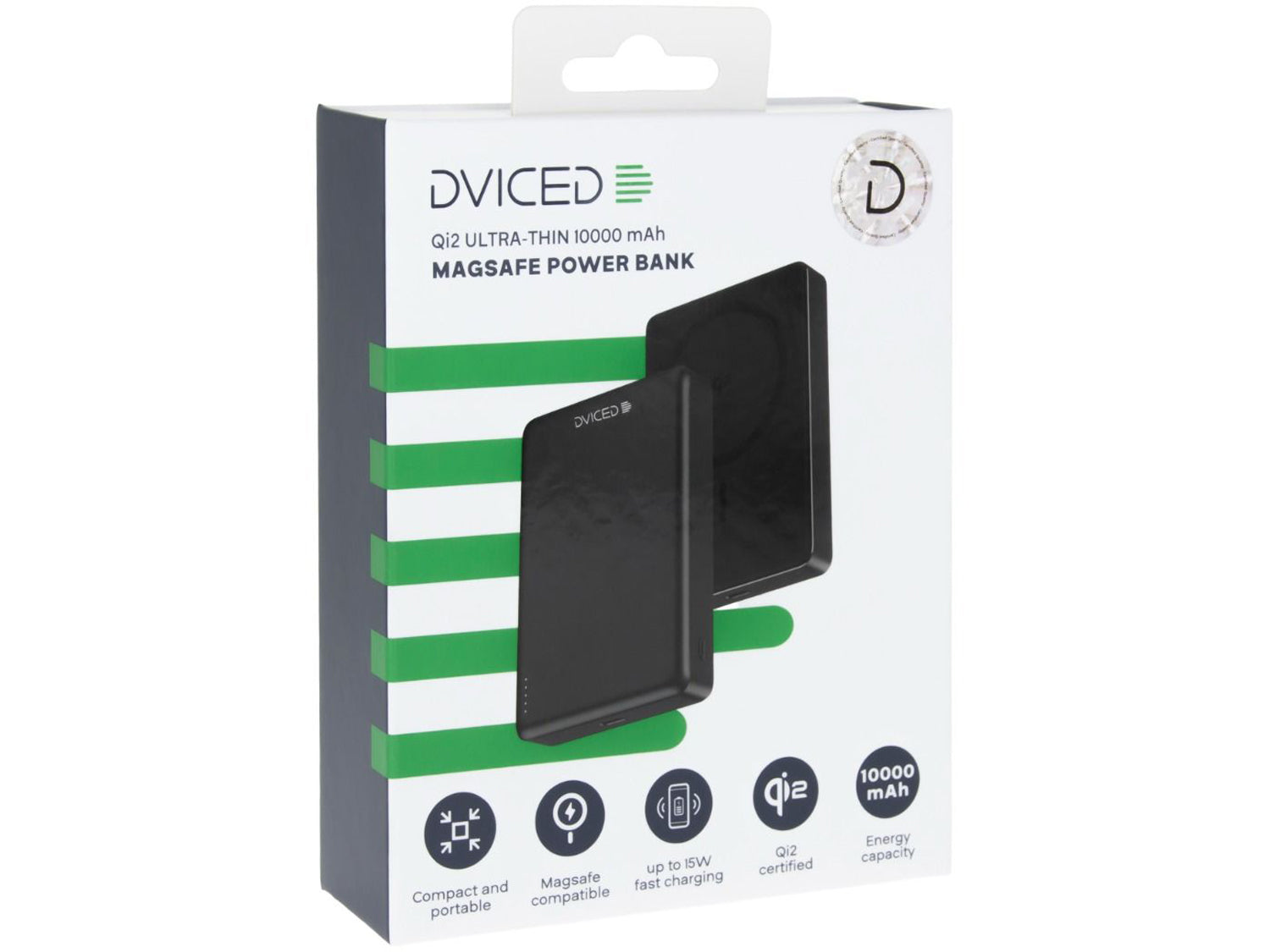 Dviced Qi2 Ultrathin MagSafe Power bank 10000mAh, Black