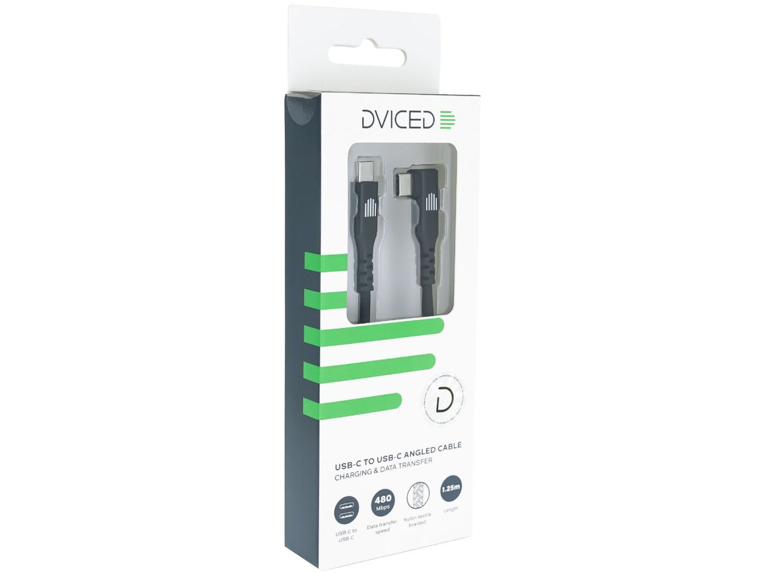 Dviced Angled Braided cable USB-C to USB-C 1.25m