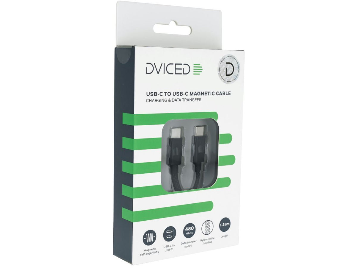 Dviced Magnetic Braided Cable USB-C to USB-C, 1.25m - Dark Grey