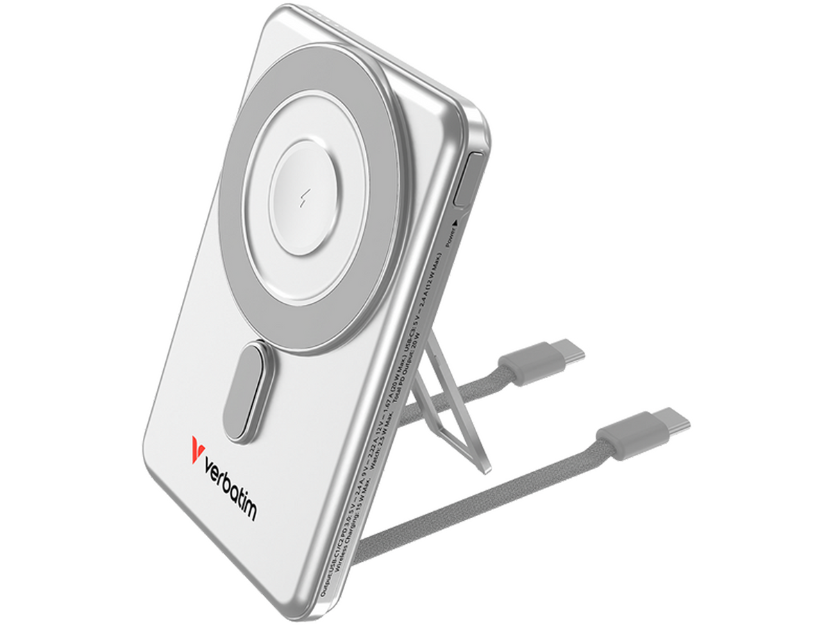 Verbatim Charge 'n' Go Two Cable Magnetic Wireless Charging 5,000mAh - Silver