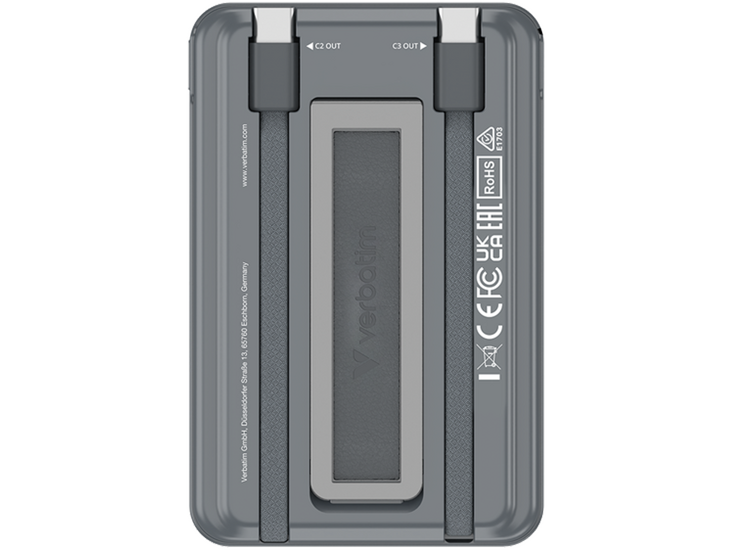 Verbatim Charge 'n' Go Two Cable Magnetic Wireless Charging 5,000mAh - Grey