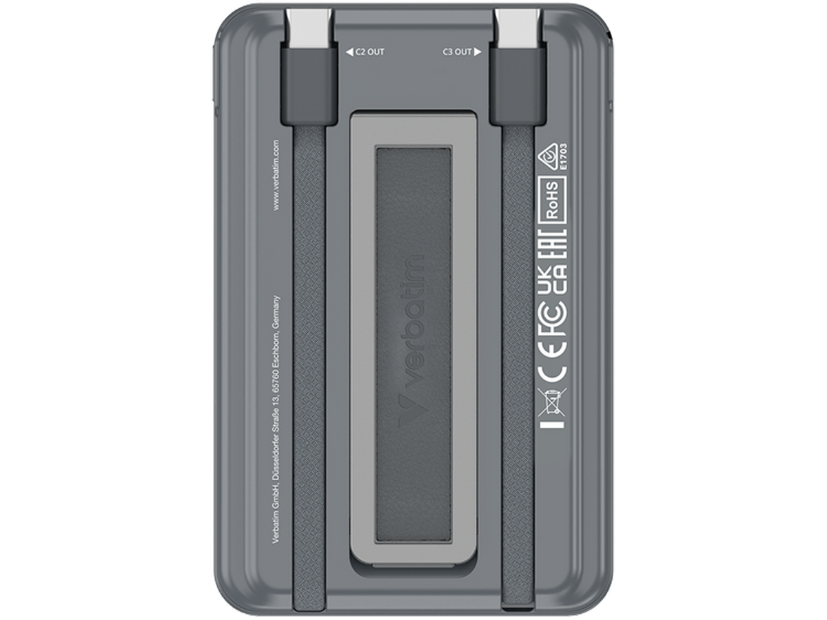 Verbatim Charge 'n' Go Two Cable Magnetic Wireless Charging 5,000mAh - Grey