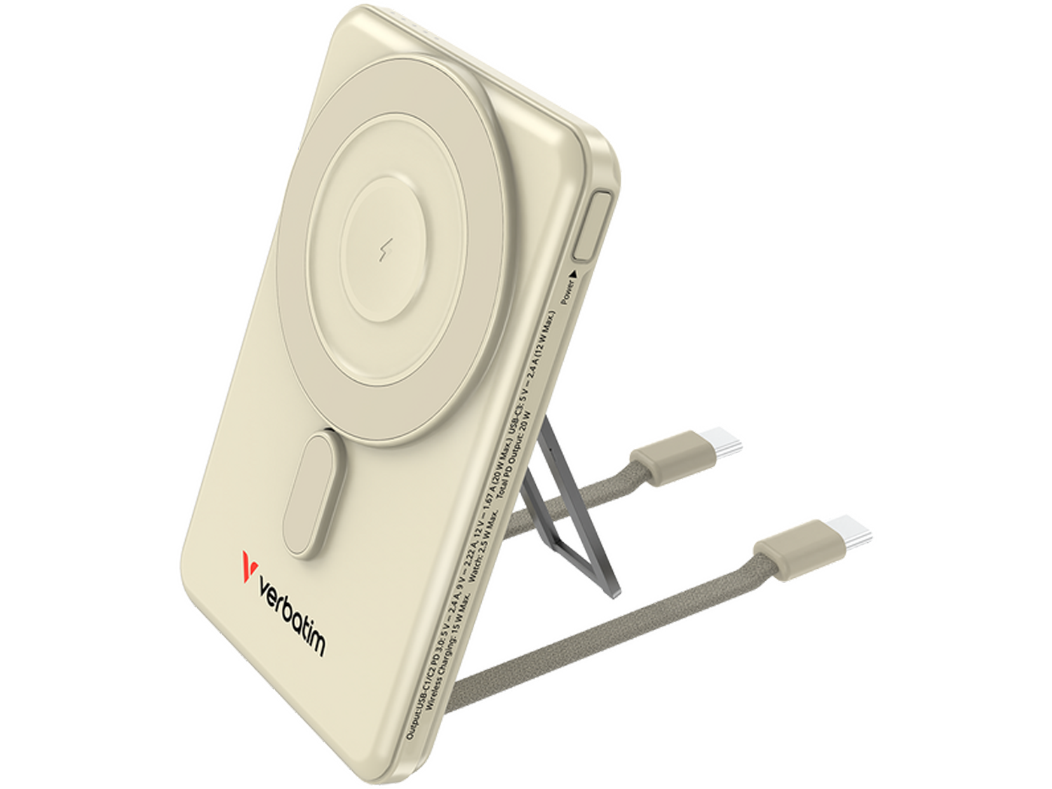 Verbatim Charge 'n' Go Two Cable Magnetic Wireless Charging 5,000mAh - Gold