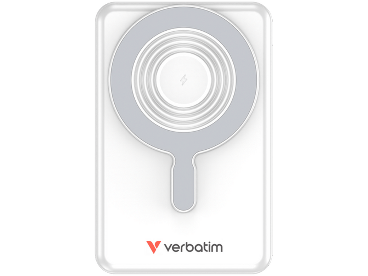 Verbatim Charge 'n' Go Two Cable Power Bank with Display Magnetic Wireless Charging 10,000mAh - Silver